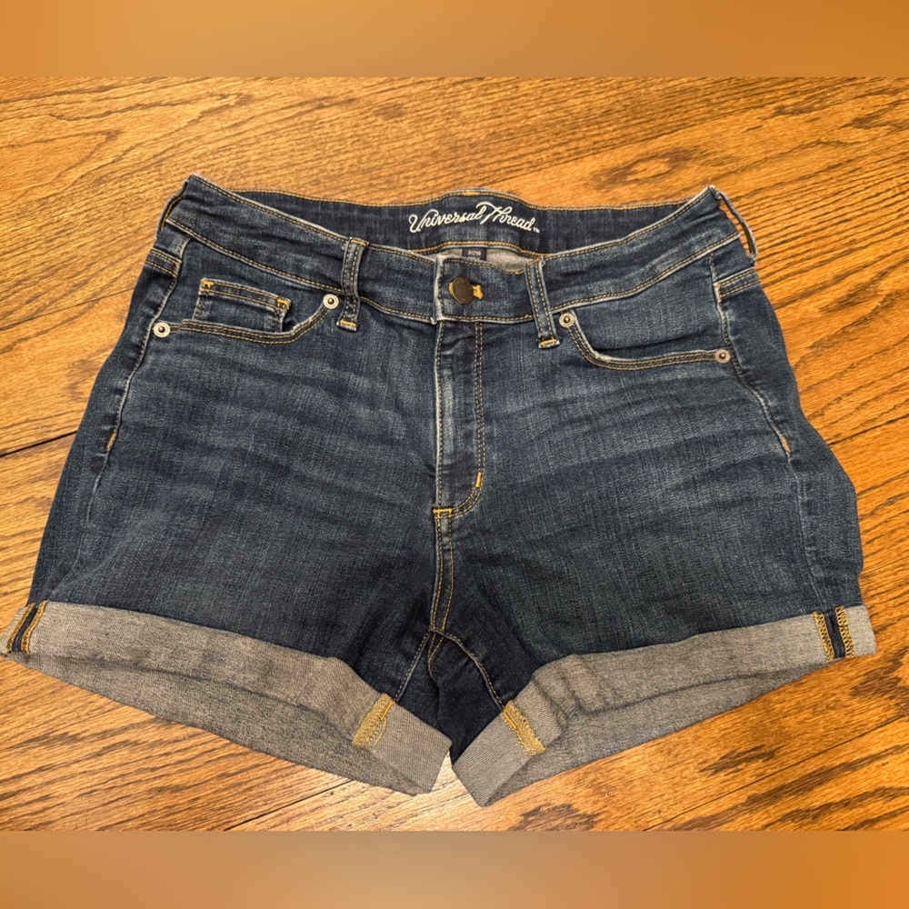 Universal Thread Denim Shorts 8/29R Dark Wash Mid Rise Cuffed